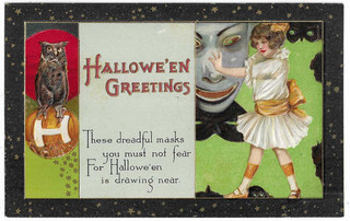 Cartolina Halloween Winsch "Queste terribili maschere non devi temere..."