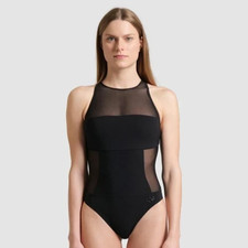 Arena Women's Mesh Panels Swimsuit Swim Pro Back, US Size 30, Black