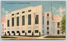 Indianapolis Indiana~Heslar Naval Reserve Armory~WPA Art Moderne~1940 Linen PC