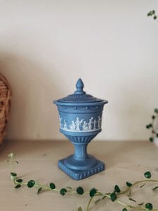 Vintage Avon Blue Lidded Pedestal Jar