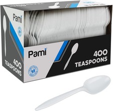 400-Pack Medium Weight Disposable Plastic Teaspoons, Bulk Utensils for Parties
