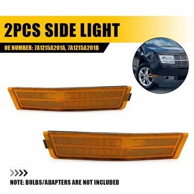 For Lincoln MKX 2x Front Bumper Side Marker Light Housing Amber Lens 7A1Z15A201B