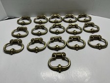 Vintage Lot 16 NOS KBC Brass Plated Fixed Ring Style Drawer/Cabinet Pulls