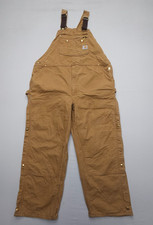 Vintage Carhartt Bib Overalls Mens 46 x 30 Brown Unlined Double Knee UNION USA