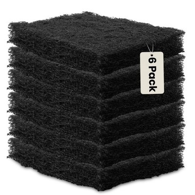6 Pack Heavy Duty Scouring Pads 6x4 Inch Reusable Cleaning Scrub Pads Black