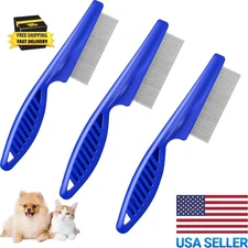 3Pack Dog Grooming Comb, Pet Flea Lice Stainless Steel Cat Combs with Rounded US