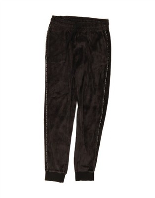 CHAMPION Womens Graphic Velvet Tracksuit Trousers Joggers UK 8 Small Black CR10