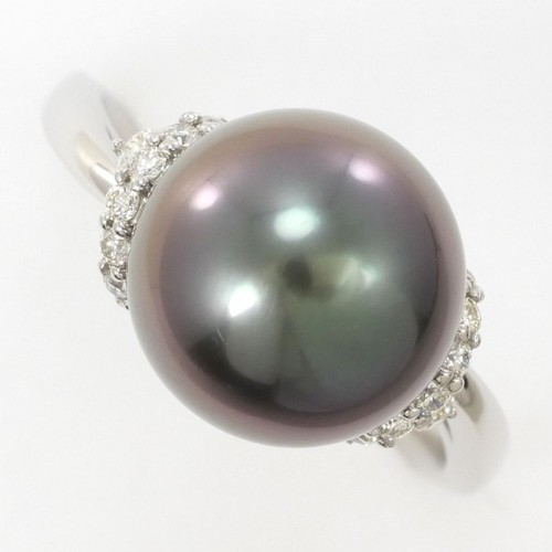 GSTV PT950 ring 13 size Pearl (Pearl ) 11mm Diamond 6.5g Free shipping Used - Picture 1 of 7