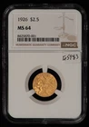 1926 G$2.50 Indian Head Gold Quarter Eagle - NGC MS 64 - SKU-G5983