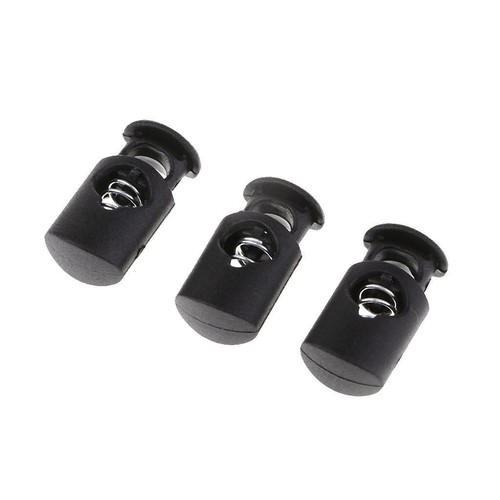 100pcs Black Single Hole String Cord Lock Toggle Spring Clasp Stop 100pcs 20mm - Picture 2 of 3