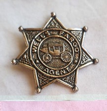 Vintage Wells Fargo Agent Star Badge Metal Stagecoach Promo Pin Silver