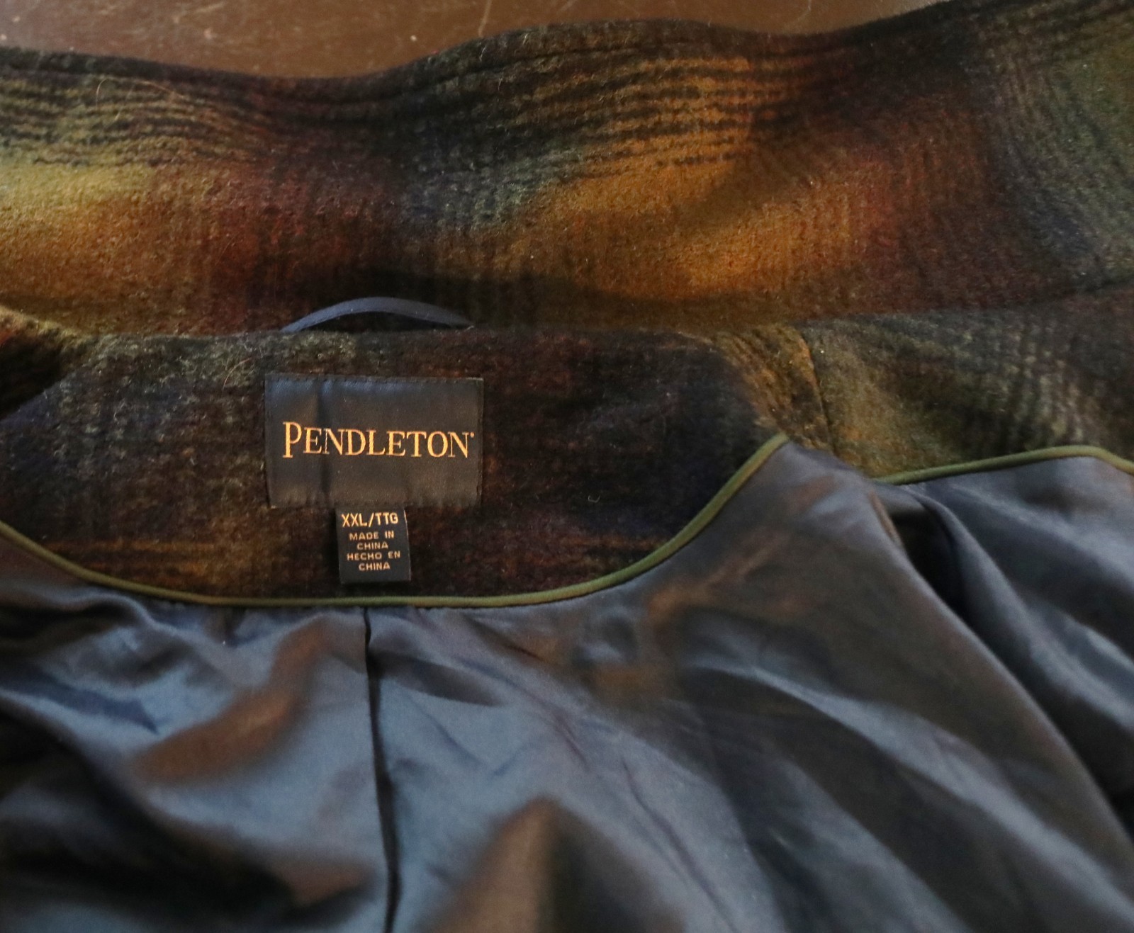 PENDLETON EXPLODED RAINBOW Plaid WOOL LINE TOPPER… - image 8