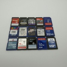 Lot of 15 Miscellaneous SD Cards Brands Include Sandisk Lexar - Untested - GC387