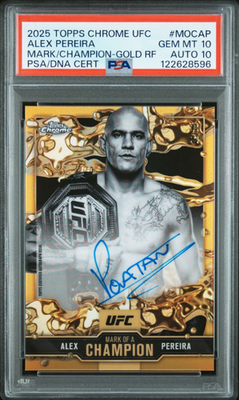 PSA 10 2025 Topps Chrome UFC Mark of a Champion Auto Alex Pereira