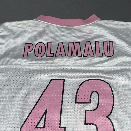 Reebok Pittsburgh Steelers Jersey Girls XL White/Pink 43 Troy Polamalu-4354 - Picture 13 of 13