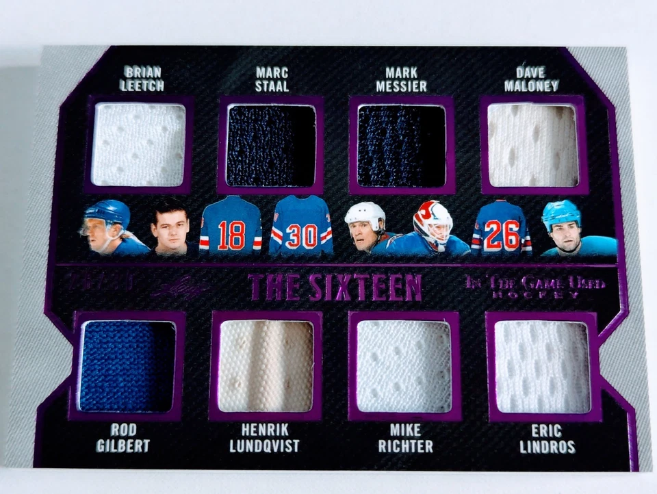 🔥#/30 NEW YORK RANGERS The 16 RELICS 2022-23 Leaf In The Game Used Jerseys ITG - Image 2 of 4