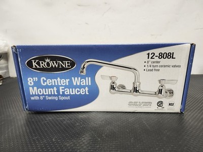 Krowne 8'' Center Wall Mount Faucet Silver Series 12-8080L New