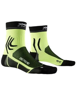 X-Bionic X-Socks Bike Pro Mid Cycling Socks, Opal Black/Phyton Yellow