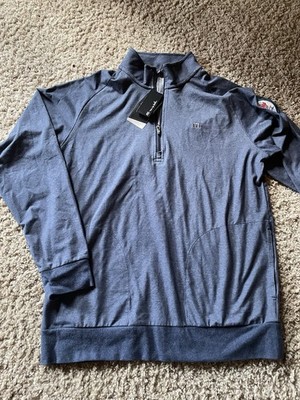 Travis Mathew Zachary 1/4 Zip Golf Mens Large Heather Blue Pullover Coors Light