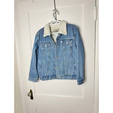 Vintage Levi's Silver Tab Sherpa Lined Denim Trucker Jean Jacket Kid's LG