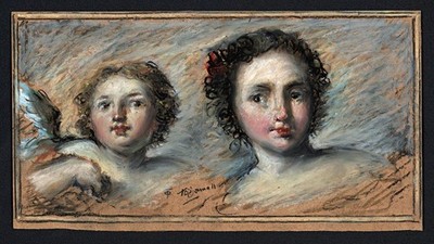 Thomas O'Donnell (1944-2020) - Öl Pastell Gemälde - Zwei Cherubs Portrait