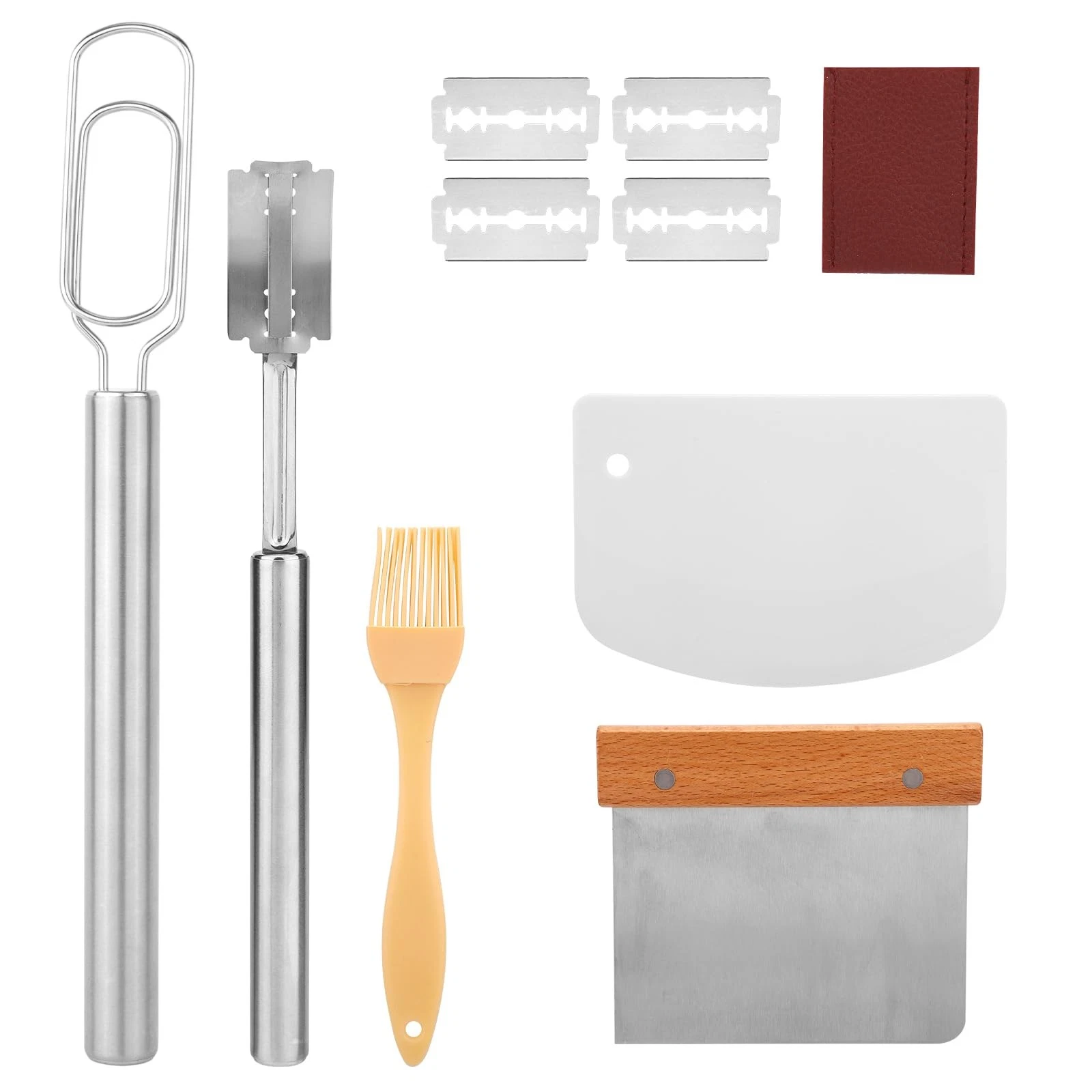 Danish Dough Whisk Set, Stainless Steel Bread Whisk Sourdough Mixer with Cutt...