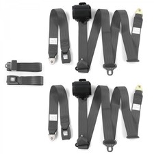 Chevy Nova 1968-1974 Std 3pt Charcoal Retractable Bench Seat Belt Kit - 3 Belts
