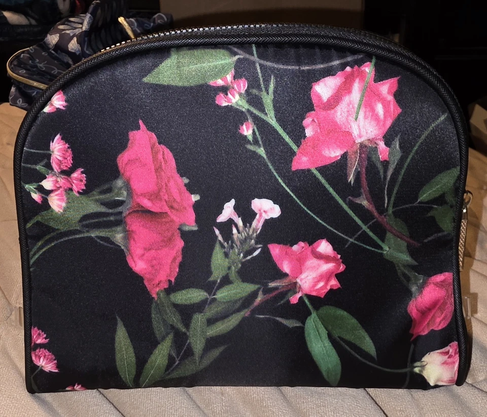 Bolsa de maquiagem Ted Baker London feminina floral bolsa de cosméticos bolsa de viagem nova - Imagem 4 de 4
