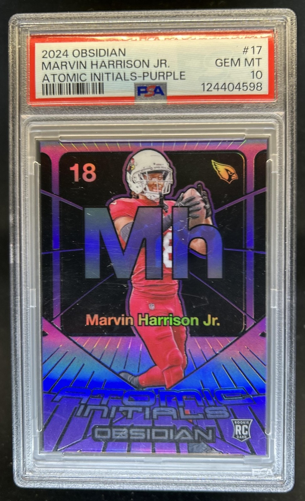Marvin Harrison Jr. Panini Obsidian Atomic Initials #17 Purple
