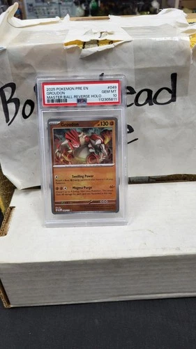 2025 GROUDON MASTER BALL REVERSE HOLO PRISMATIC EVOLUTIONS POKEMON PSA 10 #049