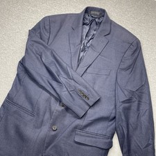 Lauren Ralph Lauren Blazer Mens 42R Blue Herringbone Polyester Blend Sport Coat