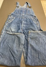 Vtg 70's Denim Sanforized Farm Overalls Bibs Union Made Post WW2 Era Distressed