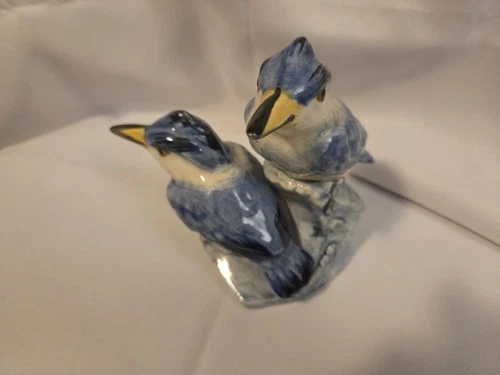 RARE Antique Stangl Pottery Double Kingfisher ceramic bird figurine.