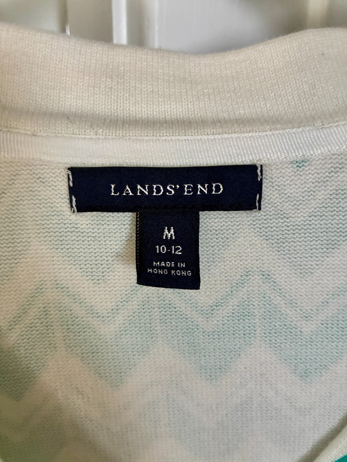 LAND'S END Turquoise Chevron Pattern Cardigan w/C… - image 3