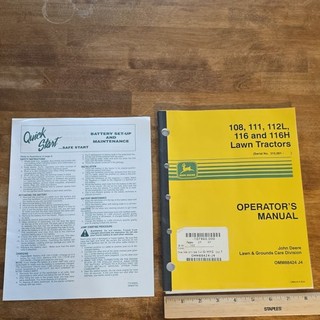 John Deere Operator's Manual 108 111 112L 116 116H Lawn Tractors