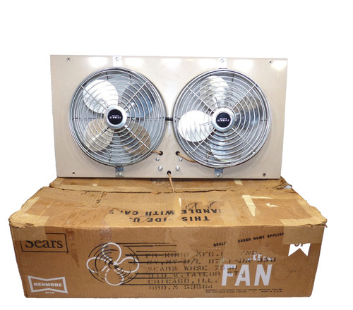 Vintage Sears Kenmore dual twin double window fan intake exhaust with box