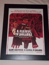 Fistdul Of Dollars  Clint Eastwood Framed Movie Poster First Movie 18.5 X 14.5