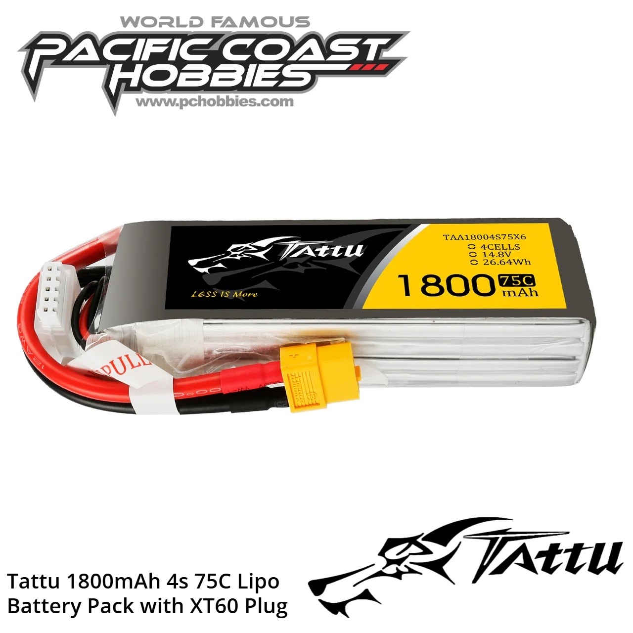 Tattu 1800mAh 4s 75C Lipo Battery Pack with XT60 Plug