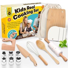 Wooden Safe Real Cooking Tool Set for Kids Toddler Teen   Montessori Kitch