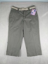 New Riders Lee Capri Pants Women's 14m Stone Green Straight Cotton Khaki