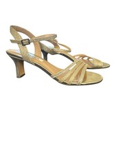 Nina Nelena Size 8 Dress Metallic Gold Heels Sandals Pump Shiny Wedding Fancy