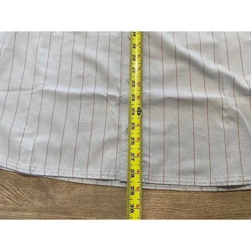 Simms Fishing Shirt Mens Medium Sterling/Clay Stripe Shop Logo Patch Button Up - Picture 4 of 5
