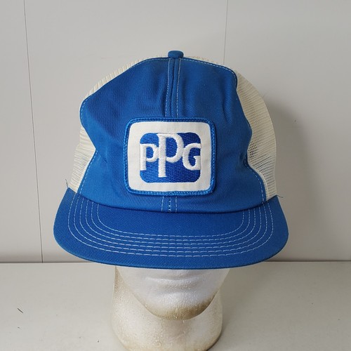 Vintage PPG Industries Patch Blue Trucker Hat Paint Company Snapback Cap USA