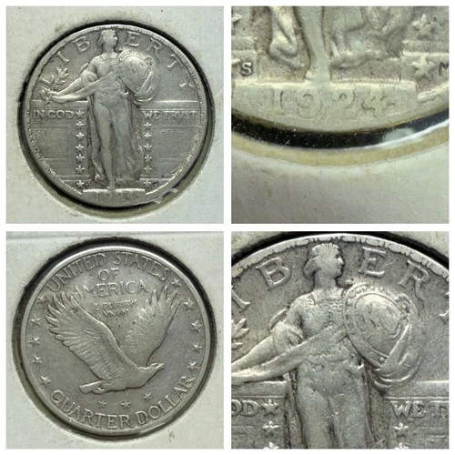 🔥 1924-S Standing Liberty Quarter Nice Coin Lightly Cleaned.