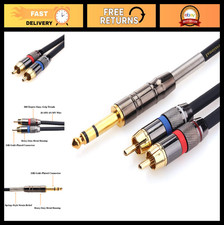 1/4" TRS to RCA Audio Cable - 6.35mm Stereo Jack to Dual RCA Y Splitter - 5ft