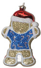 Radko Gingerbread Man Ornament w/Santa hat Bow-tie Candy Cane Sweater 5" Glass — photo 3