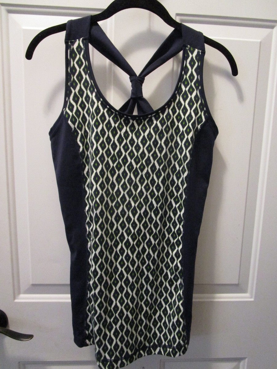 CHICO'S ZENERGY NAVY BLUE GEO PRINT TANK TOP SIZE 0 (4/SMALL) NEW