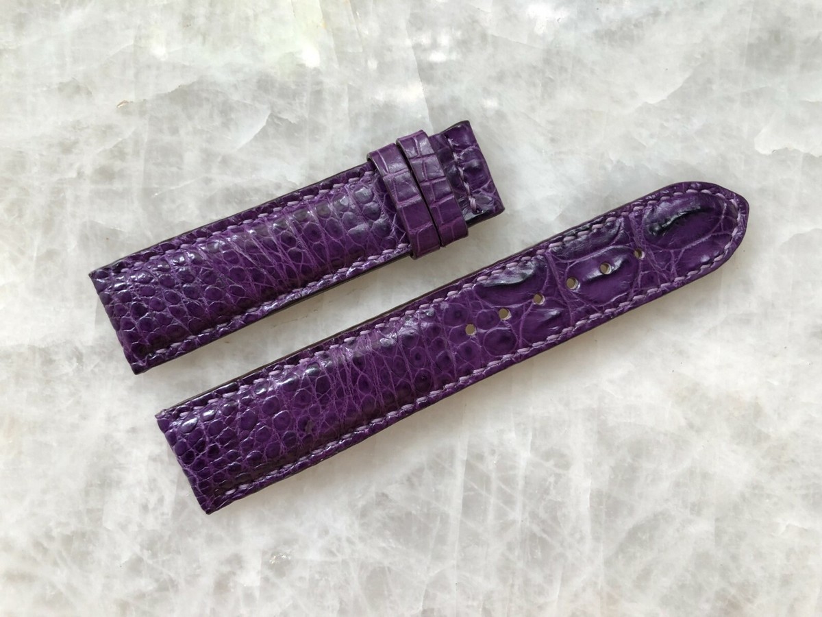 18mm Croc Embossed Purple Leather Watch Strap Replacement Band 18mm/16mm Purple Alligator Crocodile Embossed Leather Watch  main image 3