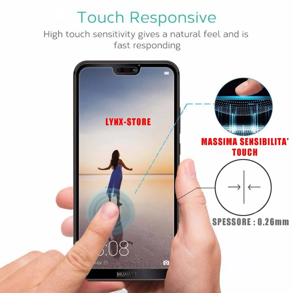 Pellicola  Vetro Temperato Full 3D CURVO x HUAWEI P20 LITE PRO Copertura totale - Immagine 4 di 4