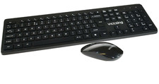 Wireless Keyboard Mouse Desktop UK Layout 2.4GHz Waterdrop Low Profile Ergonomic
